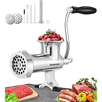 手動肉ミンサー スタッファーチューブ付き ステンレス鋼 肉グラインダー 肉挽き Amazon | Huanyu 手動式ミンサー ミートチョッパー ミート